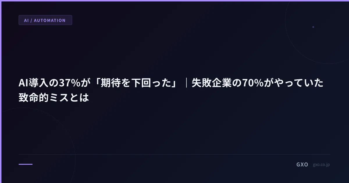 AI導入の37%が「期待を下回った」｜失敗企業の70%がやっていた致命的ミスとは