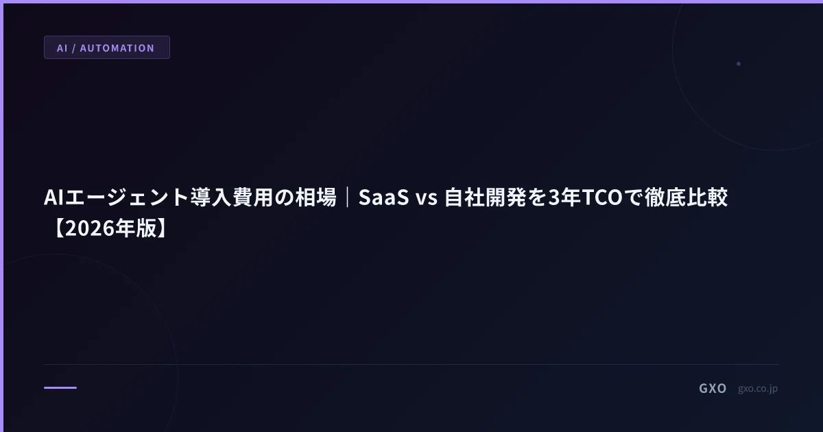 AIエージェント費用｜SaaS月3万円 vs 自社開発300万円、3年TCOで逆転する条件とは