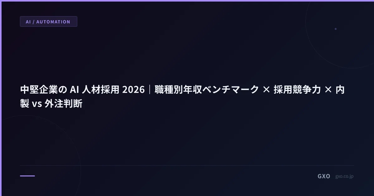 中堅企業の AI 人材採用 2026｜職種別年収ベンチマーク × 採用競争力 × 内製 vs 外注判断