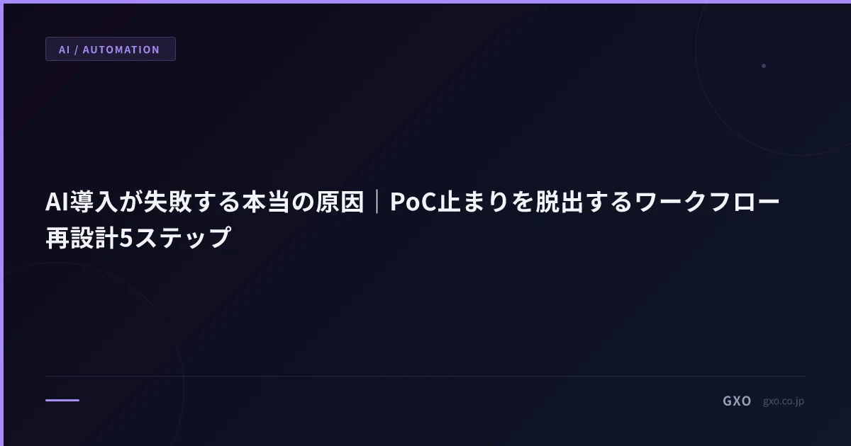 AI導入が失敗する本当の原因｜PoC止まりを脱出するワークフロー再設計5ステップ