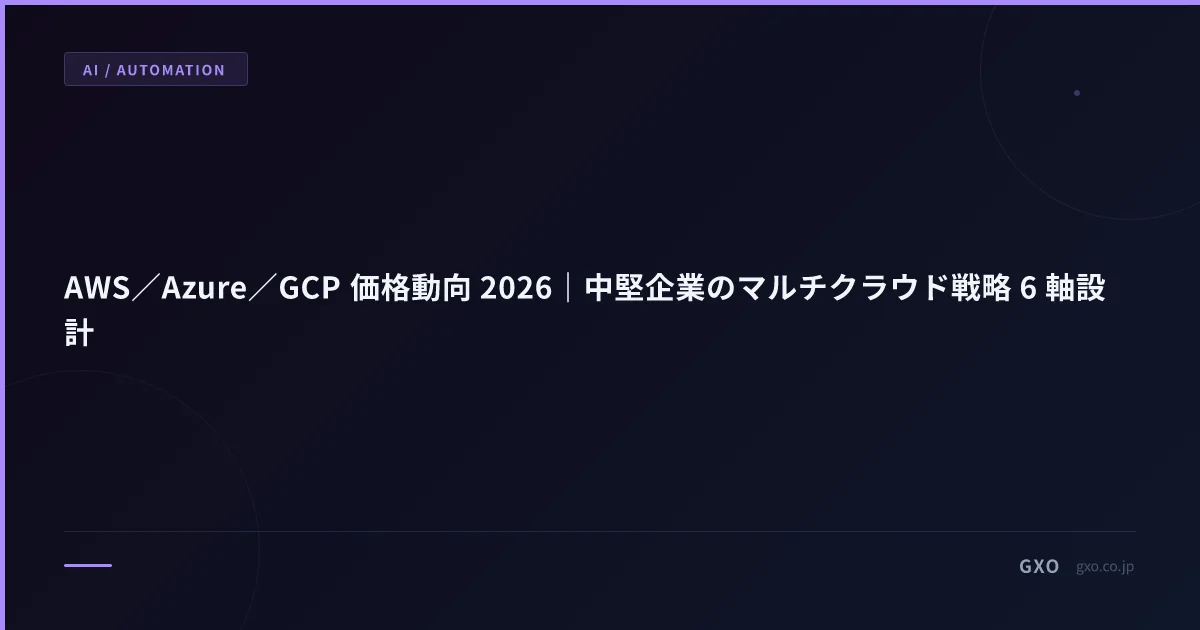 AWS／Azure／GCP 価格動向 2026｜中堅企業のマルチクラウド戦略 6 軸設計