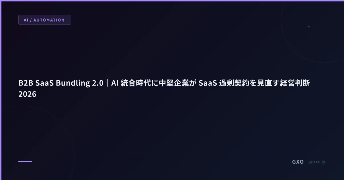 B2B SaaS Bundling 2.0｜AI 統合時代に中堅企業が SaaS 過剰契約を見直す経営判断 2026