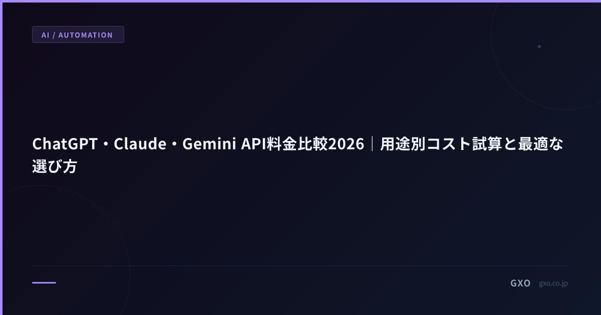 ChatGPT・Claude・Gemini API 料金比較 2026｜中小企業向け 4 業務別 最適モデル選定