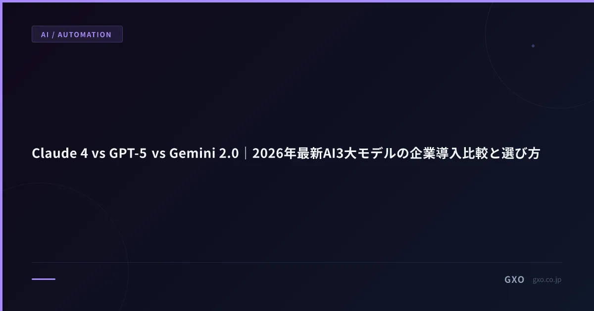 Claude 4 vs GPT-5 vs Gemini 2.0｜2026年最新AI3大モデルの企業導入比較と選び方
