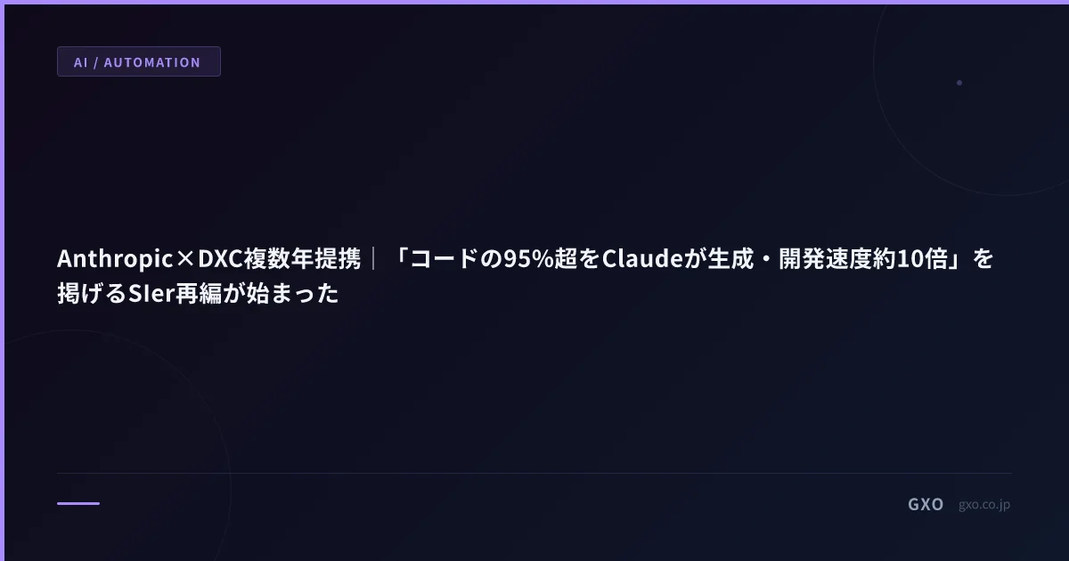 Anthropic×DXC複数年提携｜「コードの95%超をClaudeが生成・開発速度約10倍」を掲げるSIer再編が始まった