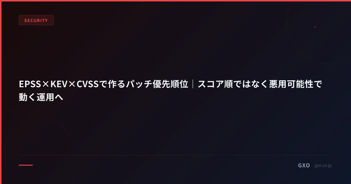 EPSS×KEV×CVSSで作るパッチ優先順位｜スコア順ではなく悪用可能性で動く運用へ
