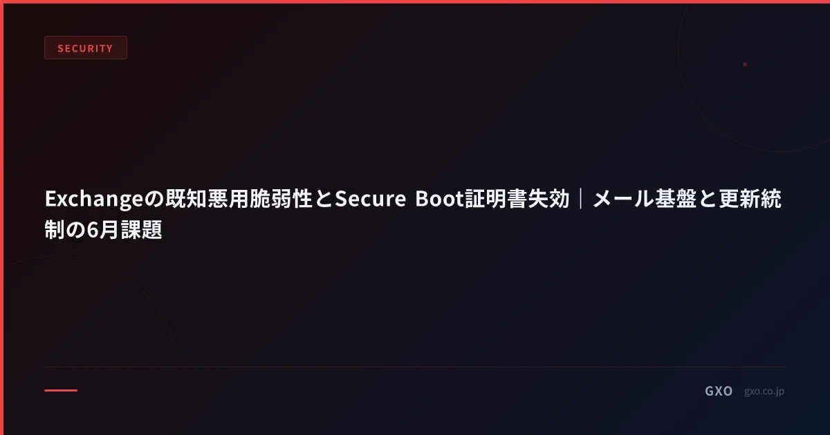 Exchangeの既知悪用脆弱性とSecure Boot証明書失効｜メール基盤と更新統制の6月課題