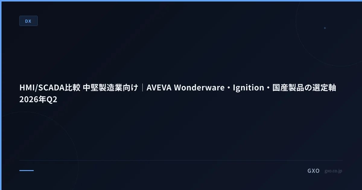 HMI/SCADA比較 中堅製造業向け｜AVEVA Wonderware・Ignition・国産製品の選定軸 2026年Q2