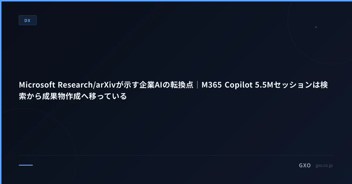 Microsoft Research/arXivが示す企業AIの転換点｜M365 Copilot 5.5Mセッションは検索から成果物作成へ移っている