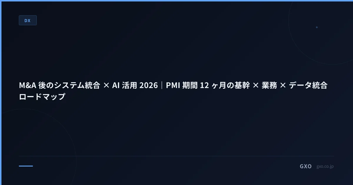 M&A 後のシステム統合 × AI 活用 2026｜PMI 期間 12 ヶ月の基幹 × 業務 × データ統合ロードマップ