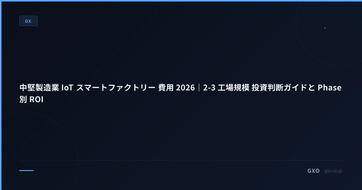 中堅製造業 IoT スマートファクトリー 費用 2026｜2-3 工場規模 投資判断ガイドと Phase 別 ROI