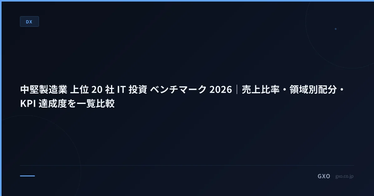 中堅製造業 上位 20 社 IT 投資 ベンチマーク 2026｜売上比率・領域別配分・KPI 達成度を一覧比較