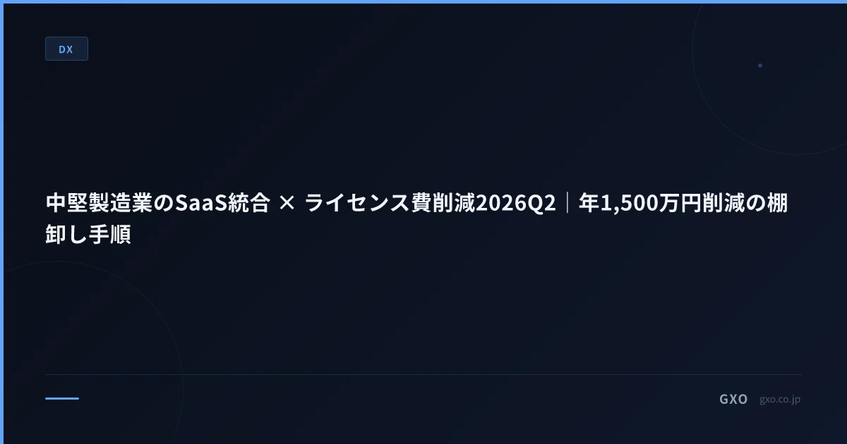中堅製造業のSaaS統合 × ライセンス費削減2026Q2｜年1,500万円削減の棚卸し手順