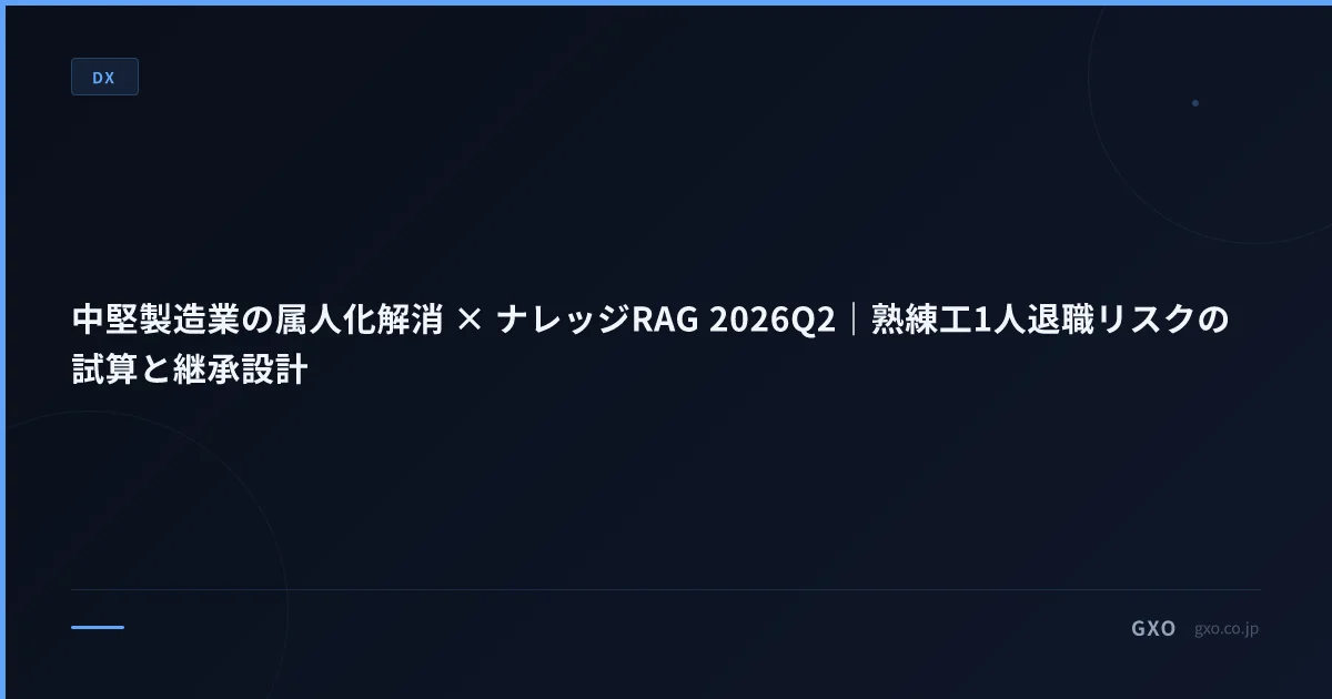 中堅製造業の属人化解消 × ナレッジRAG 2026Q2｜熟練工1人退職リスクの試算と継承設計