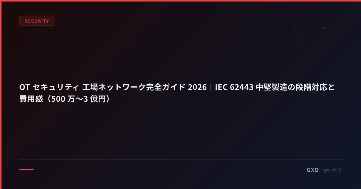 OT セキュリティ 工場ネットワーク完全ガイド 2026｜IEC 62443 中堅製造の段階対応と費用感（500 万〜3 億円）