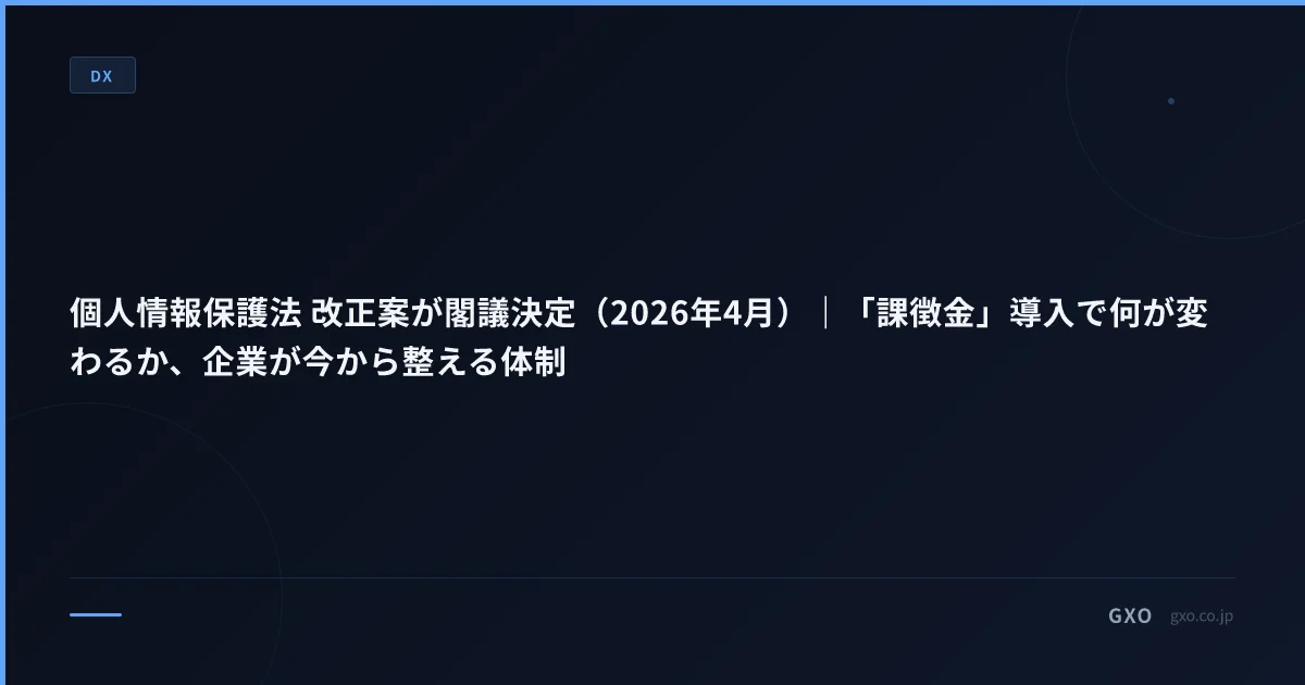 個人情報保護法 改正案が閣議決定（2026年4月）｜「課徴金」導入で何が変わるか、企業が今から整える体制