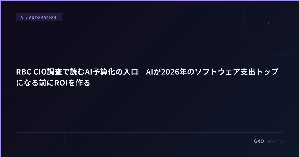 RBC CIO調査で読むAI予算化の入口｜AIが2026年のソフトウェア支出トップになる前にROIを作る