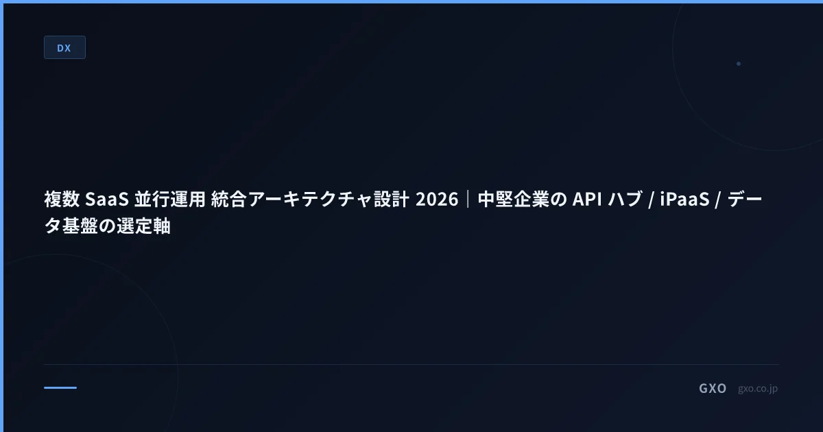 複数 SaaS 並行運用 統合アーキテクチャ設計 2026｜中堅企業の API ハブ / iPaaS / データ基盤の選定軸