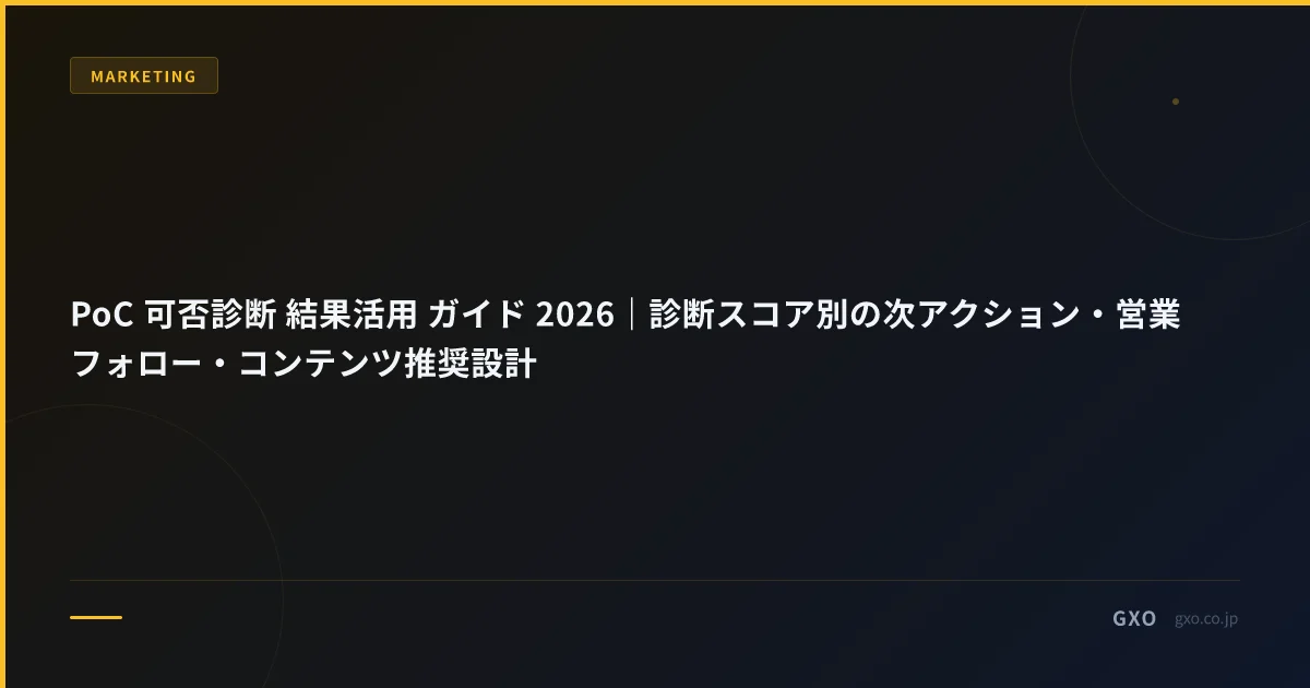 PoC 可否診断 結果活用 ガイド 2026｜診断スコア別の次アクション・営業フォロー・コンテンツ推奨設計