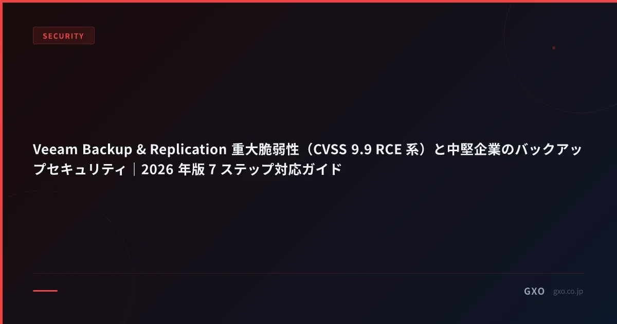 Veeam Backup & Replication 重大脆弱性（CVSS 9.9 RCE 系）と中堅企業のバックアップセキュリティ｜2026 年版 7 ステップ対応ガイド