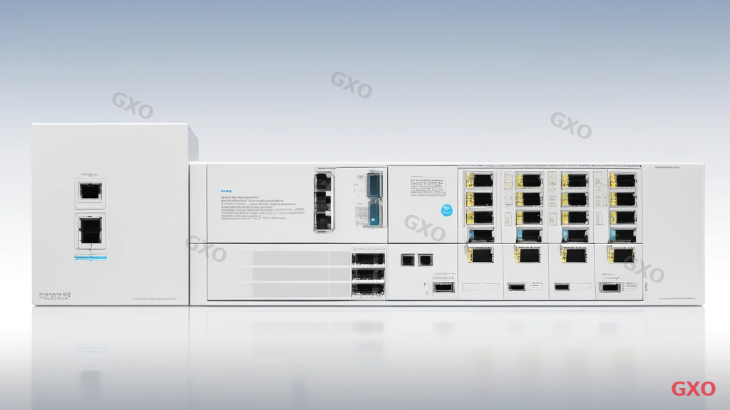 Photo-realistic product image style showing Cisco Catalyst 9200L switch front panel with LED indicators and port layout. Behind the switch, a simplified Catalyst 9000 family tree diagram showing 9200, 9200L, 9300, 9400, 9500, 9600 models positioned by scale (small to large). Clean white background with subtle blue gradient, professional product photography feel.