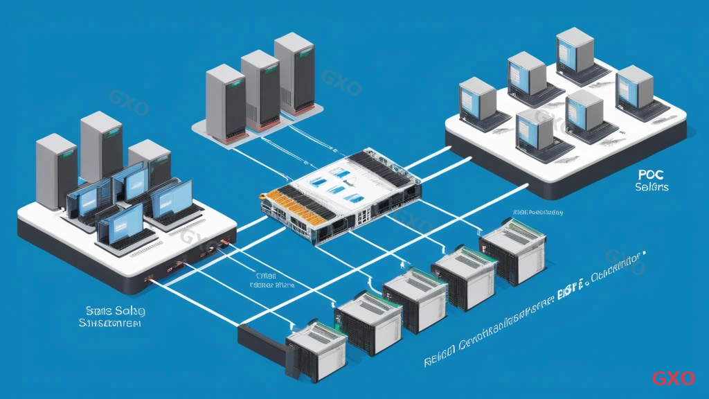 Technical diagram illustrating Cisco Catalyst 9200L dual stack configuration with StackWise-80. Two switches connected by stacking cables shown in detail. Labels showing Active switch (primary) and Standby switch (secondary), SSO failover arrow between them. Connected endpoints (PCs, phones) shown below with redundant uplinks to distribution layer above. Professional network diagram style with numbered steps for setup procedure.