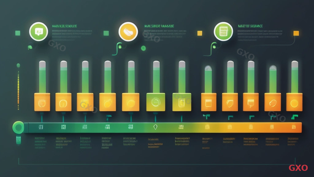 Clean modern illustration showing UPS maintenance timeline over 5 years. Timeline bar with markers at Year 1 (monthly visual check), Year 2 (quarterly battery test), Year 3-4 (battery replacement window), Year 5 (full unit lifecycle review). Icons for each maintenance task. Color gradient from green (new) to yellow (aging) to orange (replacement). Professional maintenance planning style.