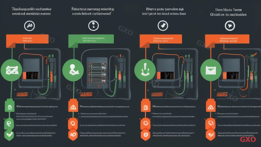 Professional infographic showing five common power redundancy design failures. Each failure shown as a warning card with icon: 1) Both PSUs to same PDU (crossed cables icon), 2) UPS overloaded beyond capacity (red gauge), 3) No maintenance bypass (wrench with X), 4) Shared cable tray (tangled cables), 5) Untested failover (question mark). Each card includes a green checkmark solution. Dark background with orange warning accents.