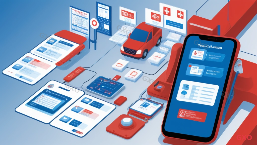 Clean modern illustration showing the fault response workflow for FLET'S Hikari Cross Biz. Flowchart: detect issue, call 24/7 support, remote diagnosis, on-site dispatch if needed, SLA compensation claim. Icons for phone, technician, and checklist. Red accent for urgency, blue for process steps. Japanese labels.