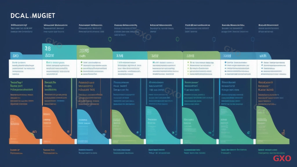 Clean modern illustration showing a 12-month calendar timeline aligned with IT investment planning milestones. The timeline runs left to right with monthly markers. Key milestones highlighted: Month 1-2 (Current State Analysis), Month 3-4 (Priority Setting and Budget Calculation), Month 5-6 (Approval Process), Month 7 (Budget Finalization), with the fiscal year start marked at the right end. Color-coded phases in blue, green, and orange. Below the timeline, a parallel track shows the corporate budget cycle for comparison. White background, clean lines, professional planning visual. Conveying the alignment of IT planning with corporate budget cycles.