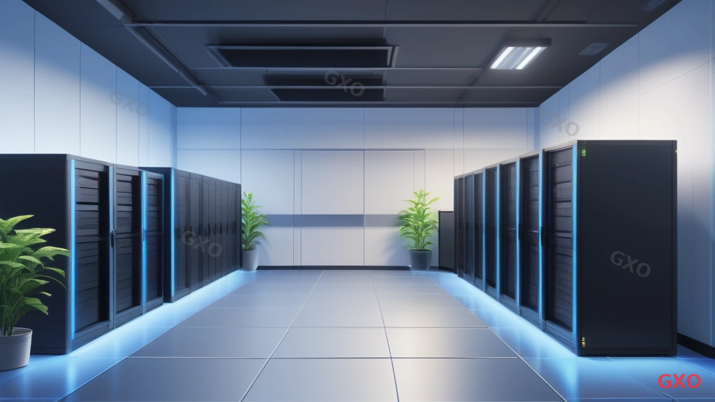 Split-screen illustration: left side shows a small Japanese office corner with a tower server placed under a desk next to a potted plant, warm lighting, casual workspace. Right side shows a dedicated server room with rows of 42U rack cabinets, raised floor tiles, overhead cable trays, cool blue LED lighting, organized and professional. Clean modern illustration style with clear labels.