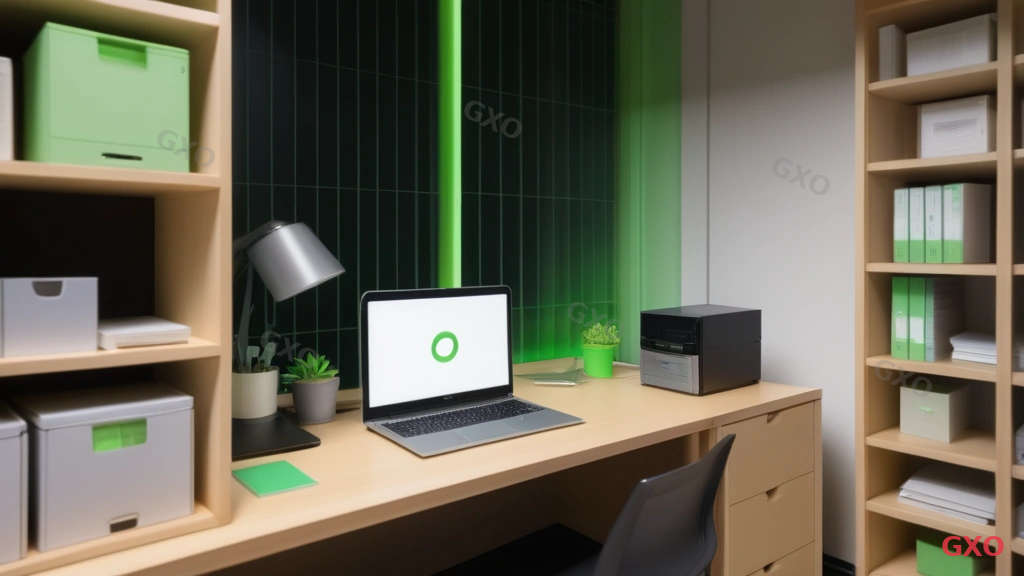 Photo-realistic image of a small Japanese SOHO office: a compact tower server placed neatly beside a desk where a female business owner in her 30s works on a laptop. Bookshelves and small meeting table visible. The tower server has a small green LED indicating normal operation. Warm natural lighting from a window, cozy but professional small office atmosphere, highlighting simplicity and accessibility.