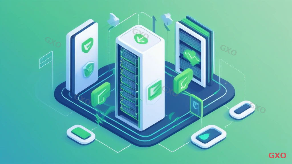 Clean modern illustration showing P2V migration benefits: hardware independence (broken chain from physical server), reduced maintenance cost (downward cost arrow), improved disaster recovery (shield with checkmark), and server consolidation (multiple servers merging into one). Green and blue color scheme, modern flat icon style on light background.