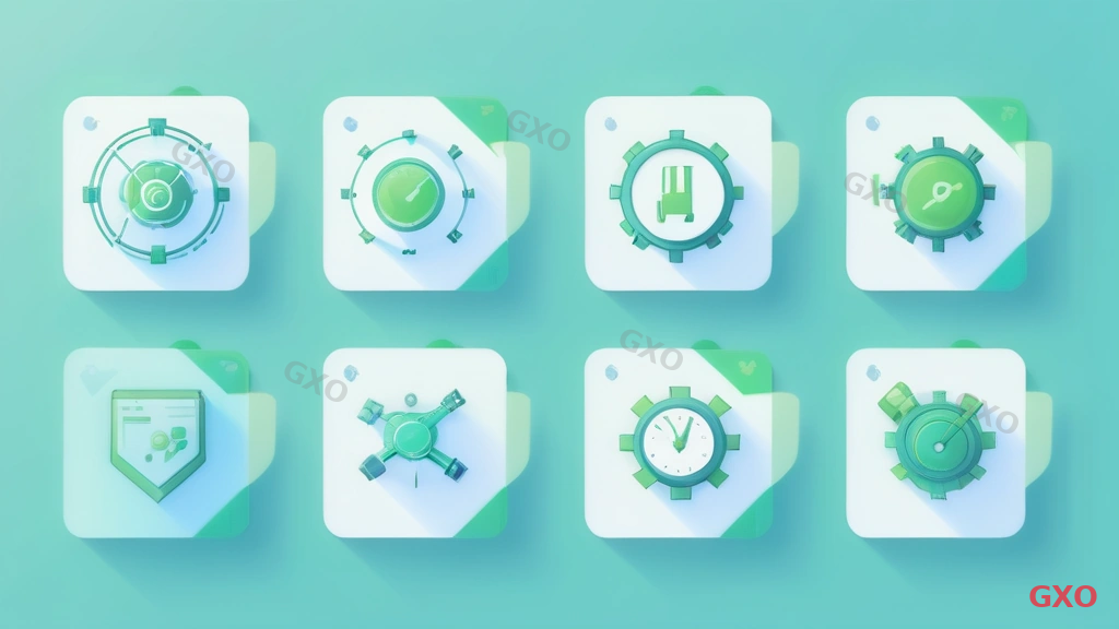 Clean modern illustration showing V2V migration benefits with four connected panels: minimal downtime (clock icon with green checkmark), existing settings preserved (gear icon with copy symbol), automated tools available (robot arm icon), and cost optimization (piggy bank icon). Light blue background with green accents, professional flat design style.