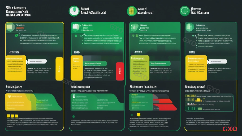 Professional infographic showing business impact analysis during network switchover. Left panel: timeline of planned downtime window (Friday night to Sunday). Center: checklist of affected systems - email, file server, VoIP, cloud apps. Right panel: phased migration approach with three stages. Traffic light color coding for risk levels (green, yellow, red). Clean corporate design with structured layout.