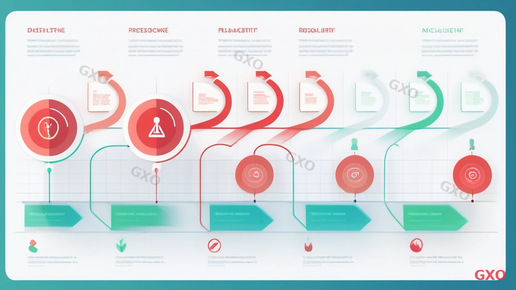サーバー移行プロジェクトが失敗しやすい構造 Clean modern illustration showing a project timeline with multiple red warning flags at different stages. The timeline flows from left to right with phases labeled: Planning, Backup, DNS, Testing, Go-Live. Each phase has branching failure paths shown in red and success paths in green. Minimalist flat design style with soft shadows, using corporate blue and alert red color palette. Professional business infographic style.