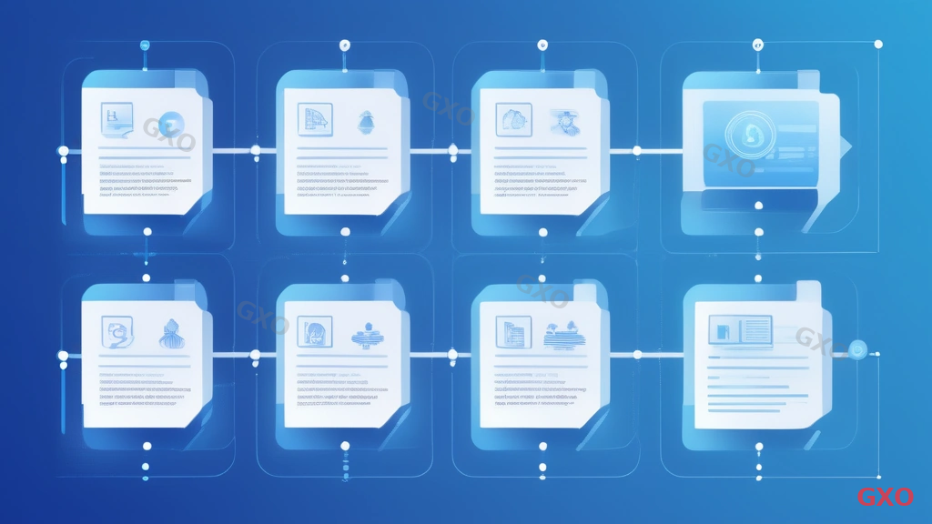 失敗しないサーバー移行計画の6ステップ Clean modern illustration showing a 6-step migration planning process as a horizontal flow diagram. Steps are: 1) Current State Assessment (magnifying glass icon), 2) Requirements Definition (document icon), 3) Migration Design (blueprint icon), 4) Testing & Rehearsal (lab flask icon), 5) Execution & Parallel Operation (two servers connected), 6) Verification & Handover (checkmark icon). Each step has a brief description below it. Connected by arrows with milestone markers. Professional blue gradient background with white step cards.