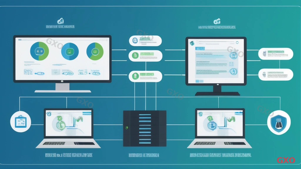 Professional infographic showing cost and management comparison. Left side shows multiple separate security devices (firewall, antivirus server, IPS device, web filter appliance) each with its own management console and license fee, connected by tangled cables. Right side shows a single UTM appliance with one unified management dashboard, neat cabling, and a single license. A downward arrow labeled cost reduction between the two sides. Clean corporate style with blue and green accents.