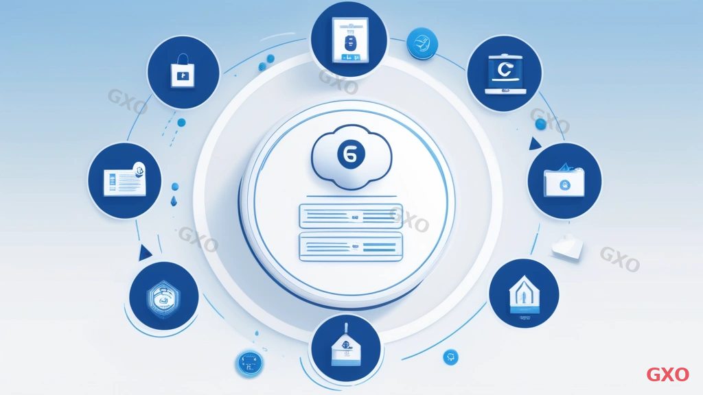 Clean modern illustration showing five key selection criteria for UTM arranged as a checklist or decision framework. Five visual elements: 1) Company size icon with employee count range, 2) Network speed gauge showing throughput requirements, 3) Support headset icon representing vendor support quality, 4) Puzzle pieces showing scalability and expansion options, 5) Yen currency icon showing total cost of ownership. Each criterion connected to a central UTM device. Professional blue and white corporate style with numbered badges.