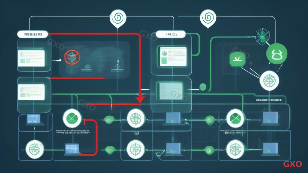 Technical diagram illustrating how a firewall works with packet filtering. Left side shows internet with various traffic types (legitimate and malicious). Center shows a firewall wall icon with filtering rules. Right side shows a protected internal network. Green arrows for allowed traffic passing through, red X marks for blocked traffic. Clean line art style with blue and gray tones. Labels in minimal text showing source IP, destination port, and protocol checks.