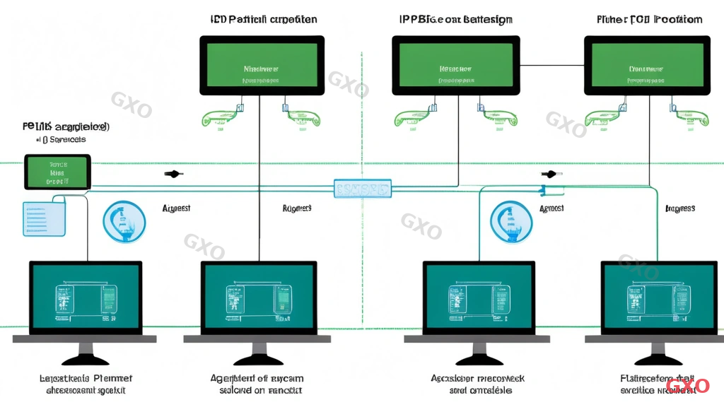 Technical diagram showing step-by-step device configuration process for inter-site VPN connection. Four sequential panels: 1) Initial device setup with console cable, 2) IP address assignment interface, 3) VPN tunnel configuration screen, 4) Routing table setup. Each panel has numbered labels and brief annotations. Dark technical background with bright green terminal text style. Highlighting the systematic approach to network device configuration.