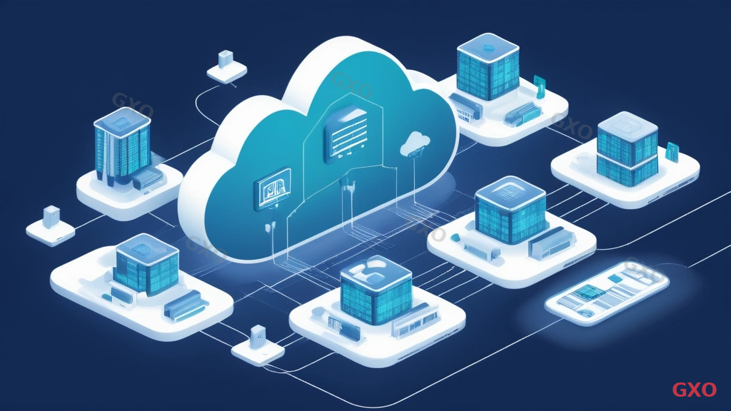 Clean modern illustration of an IP-VPN network architecture. A large cloud labeled 'Carrier Closed Network' in the center, with four office building icons connected to it via secure tunnels. MPLS labels shown on the internal paths. Color scheme uses navy blue for the carrier cloud and teal for the office connections. White background. Highlighting the closed nature and multi-site connectivity of IP-VPN.