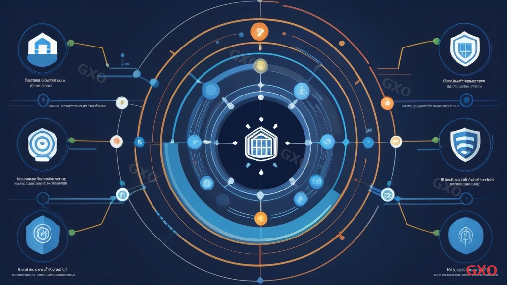 Professional infographic showing layered security architecture for inter-site networks. Concentric circles representing defense layers: encryption (innermost), firewall, intrusion detection/prevention, access control, and zero trust (outermost). Each layer has an icon and brief description. Shield motif in the center. Dark blue background with bright accent colors for each layer. Highlighting defense-in-depth approach to inter-site network security.