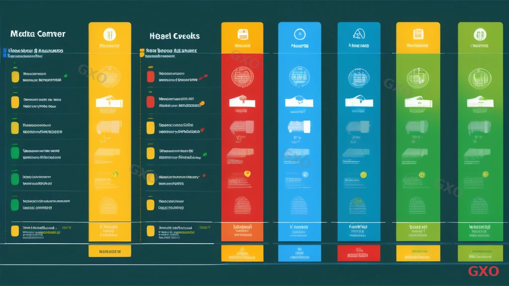 Professional infographic showing a vendor comparison matrix for network carriers and managed services. Five evaluation criteria listed vertically: SLA guarantee, support response time, monitoring coverage, contract flexibility, and total cost. Three vendor columns with color-coded ratings (green/yellow/red). Clean corporate design with comparison checkmarks and rating stars. Blue header with white background.