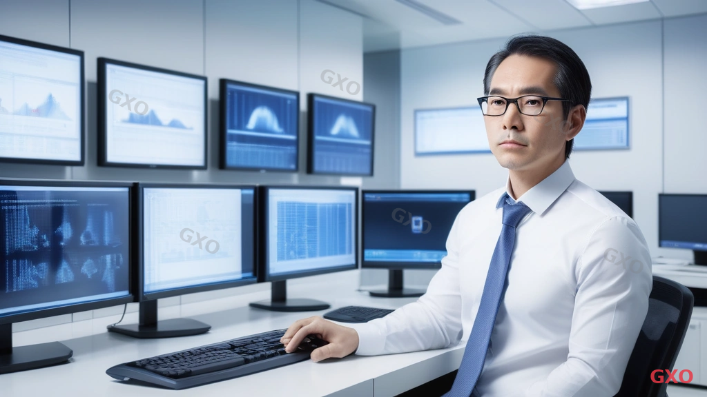 Photo-realistic image of a modern Japanese corporate IT room with three next-generation firewall appliances displayed on a clean white desk. A Japanese IT manager (male, early 40s, wearing business casual) examining the devices thoughtfully. Large monitor behind showing network security dashboard with traffic graphs. Clean, bright office lighting with cool blue tones. Professional tech atmosphere highlighting enterprise network security decision-making.
