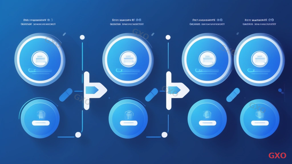 Clean modern illustration showing a 5-step migration process from Gen10 to Gen11. Horizontal step flow with numbered circles: 1-Assessment, 2-Requirements, 3-Testing, 4-Migration, 5-Go-Live. Each step with a small icon and brief description below. Professional process diagram style with blue gradient progression, white background.