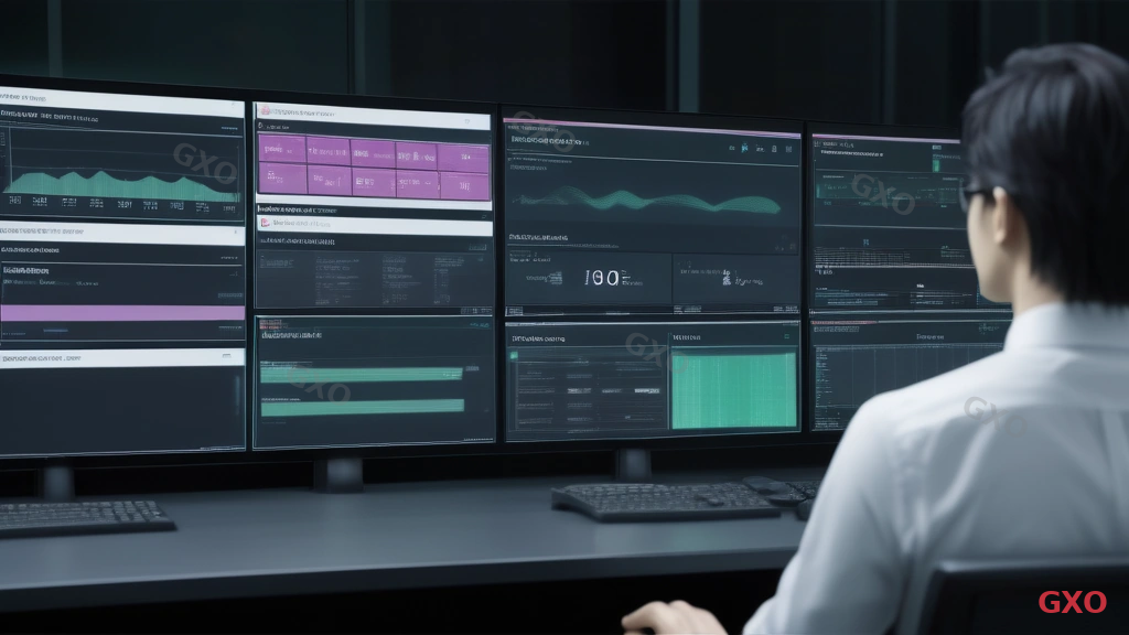 Photo-realistic screenshot-style image of HPE Compute Ops Management cloud dashboard on a large monitor in a modern Japanese IT operations center. Dashboard showing server fleet health status, firmware compliance, and alert notifications. Japanese IT administrator (male, 40s, business casual) reviewing the screen. Soft ambient lighting, professional NOC environment.