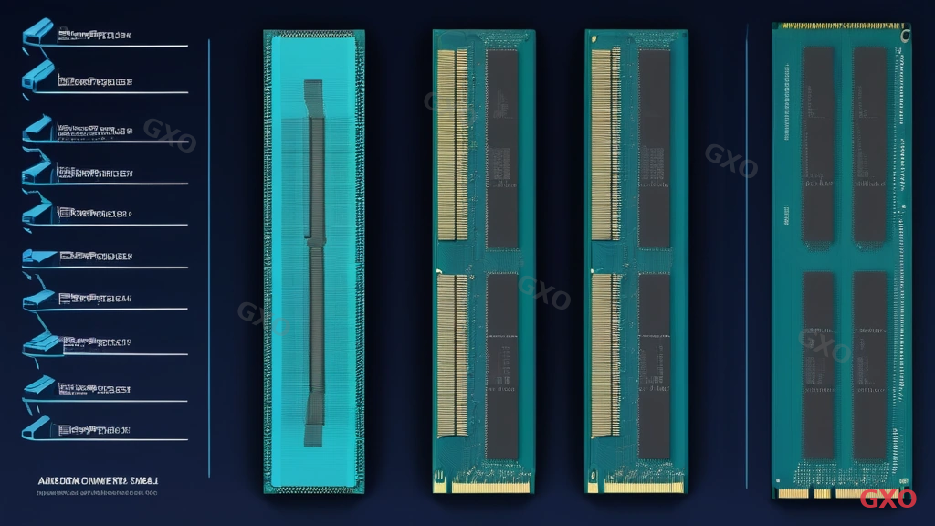 Technical diagram illustrating the differences between DDR4 and DDR5 server memory modules. Left side shows DDR4 specs (2933 MT/s, 3TB max), right side shows DDR5 specs (5600 MT/s, 8TB max). Arrows indicating bandwidth improvement. Clean engineering blueprint style with dark navy background and white/cyan line art.