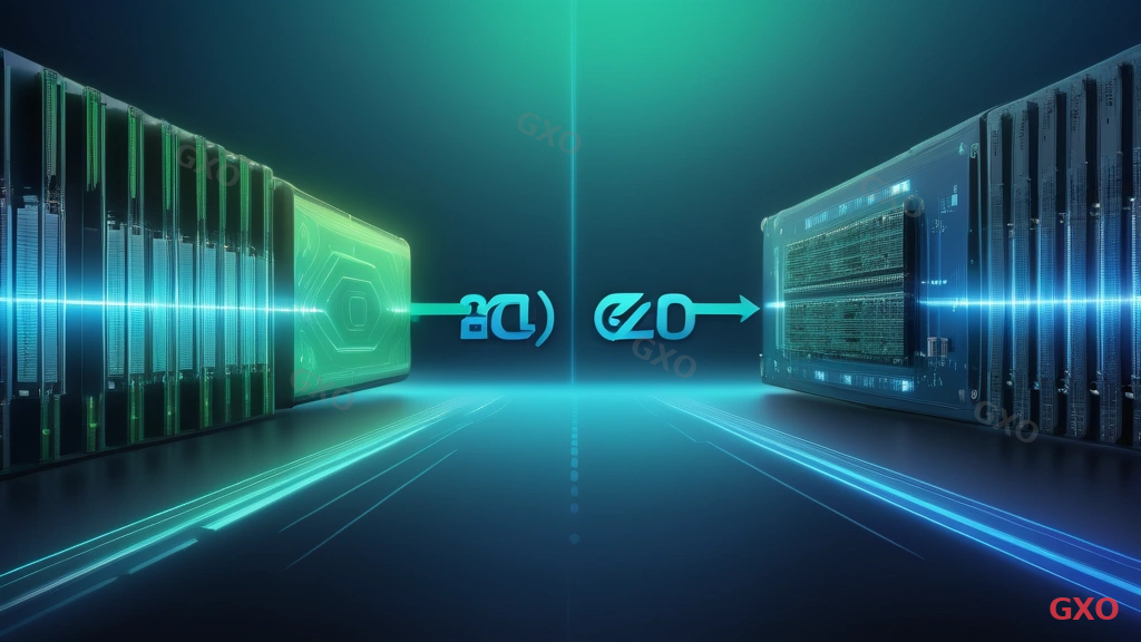 Clean modern illustration showing network bandwidth evolution from Gen10 to Gen11. Split screen design: left side with PCIe Gen3 and 25GbE icons, right side with PCIe Gen5 and 100GbE icons. Data flow arrows getting wider and faster on Gen11 side. Technology upgrade concept with blue-to-green gradient color scheme.