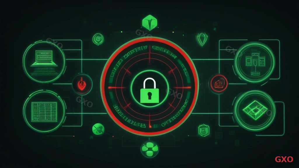 Technical diagram illustrating how an EOSL server becomes vulnerable. Left side shows a protected server with active security patches (green shield icon), right side shows an unpatched EOSL server with multiple red vulnerability arrows penetrating it. Center timeline shows the moment manufacturer support ends. Small icons represent zero-day exploits, malware, and unauthorized access. Dark background with neon green and red accent colors suggesting cybersecurity theme.